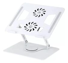Suporte Mesa Base Notebook Regulável Postura 360 Com Cooler Branco
