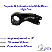Suporte Mesa Guidão Alumínio MTB 31.8mm x 80mm +- 17