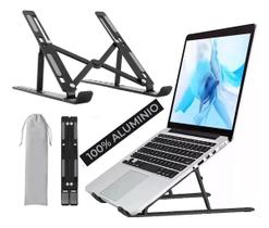 Suporte Mesa Notebook Alumínio 12 A 17 Polegadas Portátil Ergonômico Preto