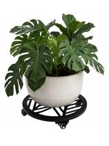 Suporte Metálico para Vasos de Plantas com Rodas 45cm Preto