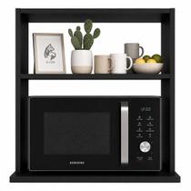 Suporte Micro-ondas Parede Suspenso Organizador Cozinha Nicho Prateleira Premium Preto ALBERGONI