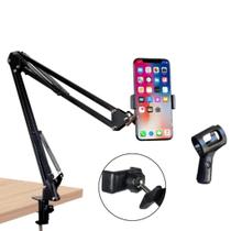 Suporte Microfone/Celular Com Braço Articulado E Ajustado Para Mesa Suporte Microfone/Celular Com Braço Articulado E Ajustado Para Mesa