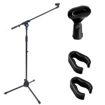 Suporte microfone pedestal girafa 2 niveis c cachimbo SMG30