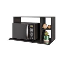 Suporte Microondas com 2 Nichos em MDP Suspenso Zain 80cm Preto M12 - D'Rossi