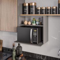 Suporte Microondas Com Nicho Porta Tempero para Cozinha Louis 60cm Grafite M12 - D'Rossi