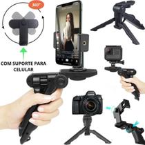 Suporte Mini Tripé e Estabilizador de Celular Smartphone Filmagem Gravação Vertical Horizontal Vlog Tiktok