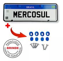 Suporte Moldura Placa De Carro Mercosul Com Lacre Parafuso - ARENA ECOM