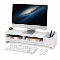 Suporte monitor com prateleira base apoio de mesa tela computador notebook porta documentos lapis agenda nicho organizad Suporte monitor com prateleira base apoio de mesa tela computador notebook porta documentos lapis agenda nicho organizad