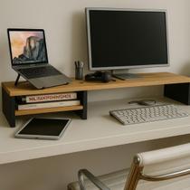 Suporte Monitor Gamer Amadeirado Com Preto 90X20X15