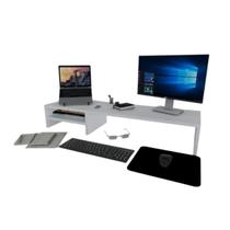Suporte Monitor Gamer Duplo Mesa Setup Branco 80x25x15
