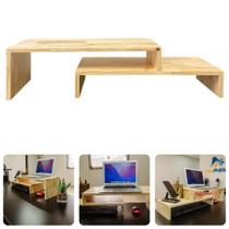 Suporte Monitor Mesinha Noteebok Pc Computador Articulável Pinus Preto Branco