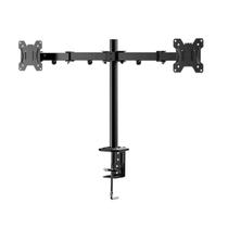 Suporte Monitor/Tv Duplo Articulado Fixa Mesa Sem Furo Preto