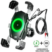 Suporte Moto Celular Carregador Turbo Indução e USB C Rápido - Trip Energy