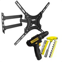 Suporte Móvel 32 Á 55 Polegadas Ajustável Com Furadeira Elétrica 12v E Jogo Ferramentas 24 Bits Kit