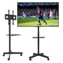Suporte Móvel de Tv 23" a 60" Aço Resistente Altura Ajustável Rodinhas com Trava C/ Bandeja de Mídia Suporte Móvel de Tv 23" a 60" Aço Resistente Altura Ajustável Rodinhas com Trava C/ Bandeja de Mídia