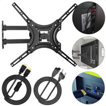 Suporte Móvel Retrátil TV 32 55 Polegadas Universal Inclinável + Cabo HDMI Ultra HD E Cabo Oitinho