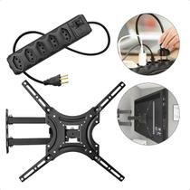 Suporte Móvel TV 32 Á 55 Polegadas Ajustável Triarticulado Universal + Filtro De Linha 5 Tomadas - Yara