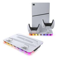 Suporte Multifuncional Base Cooler Carregador de Controle para Ps5 Fat Slim Pro - Dobe