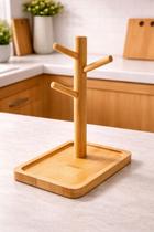 Suporte Multifuncional com Bandeja Retangular em Bambu - Suporte Multifuncional com Bandeja Retangular em Bambu -