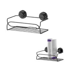 Suporte Multiuso Fixação Por Ventosa Preto Fosco Banheiro Suporte Multiuso Fixação Por Ventosa Preto Fosco Banheiro