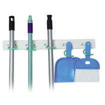 Suporte Multiuso Parede Porta Vassoura Rodo Pá com 5 Ganchos