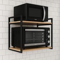 Suporte Nicho para Microondas Forno Prateleira Reforçada 70cm x 40cm Metal e Madeira com Acabamento