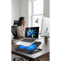 Suporte Notebook 2 Coolers LED Azul Até 17" C/ Base Mesa Suporte Notebook 2 Coolers LED Azul Até 17" C/ Base Mesa