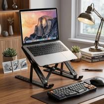 Suporte Notebook Alumínio Dobrável Articulado Mesa Ergonômico Portátil Ajustável Laptop Tablet Base Reforçado Universal Antiderrapante