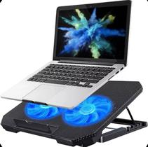 Suporte Notebook Base Led Refrigerada Ventilação Silenciosa Cor Preto LED Azul