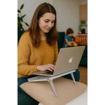 Suporte Notebook Branco Dobrável Mesa Laptop Inclina Apoio Computador Tranalho Cama Home