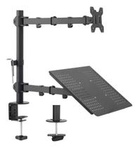 Suporte Notebook E Monitor Tv Articulado Mesa Bandeja Ajuste Preto