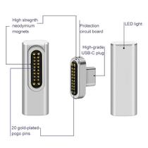 Suporte o adaptador magnético USB tipo C de alta velocidade de 100w para o conector de carga USB Tipo C Pro 20 Pin para Pixelbook/Matebook Adaptadores e Conversores de Telefone