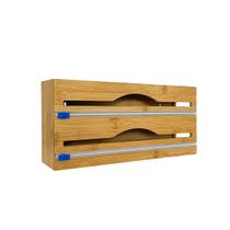 Suporte Organizador Bambu Rolo Papel Film Alumínio C/ Corte Suporte Organizador Bambu Rolo Papel Film Alumínio C/ Corte