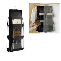 Suporte organizador de bolsa cabideira vertical cabide transparente parateleira closet guarda roupa