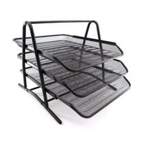 Suporte Organizador De Mesa Documentos Papel Folhas A4 3 Bandejas Escritório Papelaria