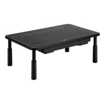 Suporte Organizador de Mesa para Monitor e Notebook ELG, com Ajuste de Altura, Gaveta, Preto - SM087