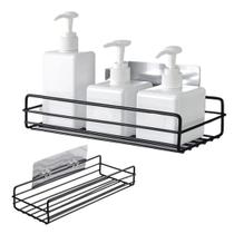 Suporte Organizador de Parede Retangular em Aço Inox para Banheiro e Cozinha com Adesivo