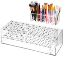 Suporte organizador de pincéis de acrílico 26,8 x 10 x 7,9 cm, 98 furos Suporte organizador de pincéis de acrílico 26,8 x 10 x 7,9 cm, 98 furos
