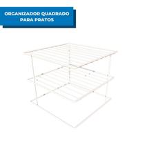 Suporte Organizador De Pratos Branco Quadrado Armário Aramado Reforçado Para Segurar Organizar Louça