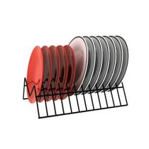 Suporte Organizador De Pratos Vertical Aramado Elegance Dicarlo 17 X 24,3 X 7,3 Cm Cor:preto