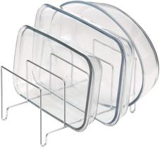 Suporte Organizador de Refratários com Divisórias de Diferentes Tamanhos para Tampas e Panelas em Aço Cromado