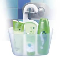 Suporte Organizador Multiuso Alça Pendurar Plástico Branco Banheiro Porta Shampoo de Registro