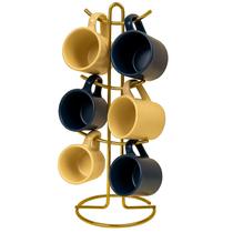 Suporte Organizador Para 6 Canecas Porta Xícaras Elegante Cozinha Escritório Consultório Cromado Future