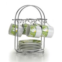 Suporte organizador para 6 xícaras e 6 pires amarado de inox