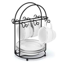 Suporte Organizador Para 6 Xícaras Pires De Chá Para Mesa Aço Preto Arthi
