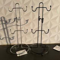 Suporte organizador para xícara e caneca com 6 ganchos de inox prata ou preto cantinho do café