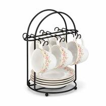Suporte Organizador Para Xícaras de Café e Chá Com Porta Pires Preto Cozinha Organizada