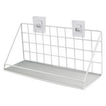 Suporte organizador Parede Decoração Branco Metal 35X12X15CM