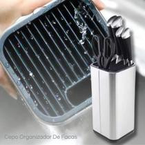 Suporte Organizador Porta Facas Utensílios De Cortes Cepo Tesouras Moderno Aço Inox