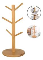 Suporte Organizador Porta Xicara Pendurar Caneca Em Bambu